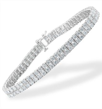 The Diamond Store Double Row Lab Diamond Tennis Bracelet 6.20ct in 9K White Gold