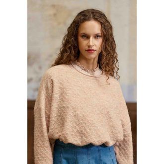 La petite &eacute;toile Trui met ronde hals in fantasiesteek, MOSSY