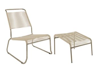 Schubiger M&ouml;bel Spaghetti-Kufen-Lounger-Hochlehner + Hocker S&auml;ntis