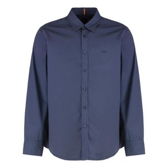 HUGO BOSS Hugo, Casual Shirts, male, Blue, Size: 2XL Regular Fit Shirt in Cotton Poplin