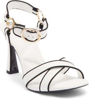Karl Lagerfeld Daelin Ankle Strap Sandal in Bright White/Black at Nordstrom Rack, Size 6.5