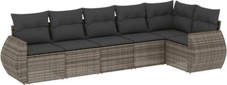 vidaXL Set De Muebles De Jard&iacute;n 6 Pzas Y Cojines Rat&aacute;n Sint&eacute;tico Gris Vidaxl