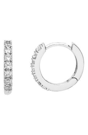 Estella Bartlett Crystal Pav&eacute; Huggie Hoop Earrings in Silver at Nordstrom