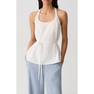 Theory Belted Silk Blend Top in Ivory at Nordstrom, Size X-Large
