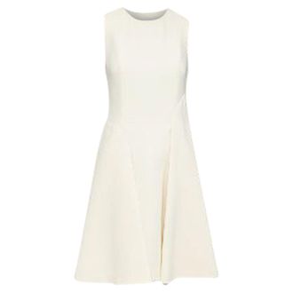 Marni wool curved hip seam pleated crew knee shift dress