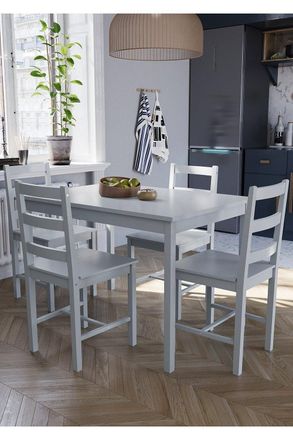 Home Discount Vida Designs Yorkshire 4 Seater Dining Set Solid Pine Furniture in Grey