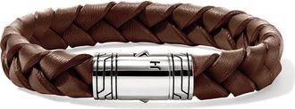 John Hardy Woven Leather Bracelet in Brown/Silver at Nordstrom, Size X-Large