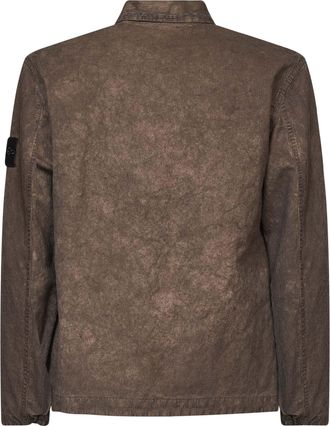 Stone Island Mens Corduroy Overshirt Brown Cotton Shirt