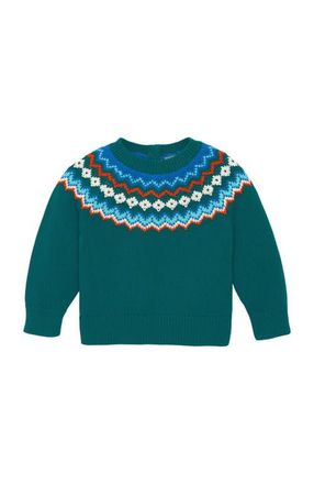primary Baby Fair Isle Sweater in Spruce Rainbow Fairisle at Nordstrom, Size 18-24M
