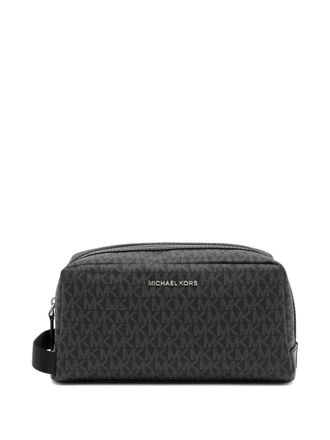 Michael Kors Hudson Signature toilettas met logo - Zwart