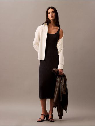 Calvin Klein Womens Silk Cashmere Sweater Dress - Black - XS