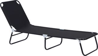 OEM Tumbona Plegable Reclinable Con &Aacute;ngulo Ajustable De 5 Posiciones Para Jard&iacute;n Exterior Piscina Terraza Camping Carga 120 Kg 188x56x28 Cm Negro
