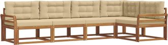 vidaXL Conjunto De Sof&aacute;s De Exterior 5 Uds. Natural Y Beige Vidaxl