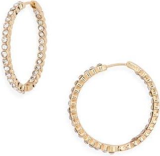Nordstrom Rack Crystal Medium Inside Out Hoop Earrings in Clear- Gold at Nordstrom Rack