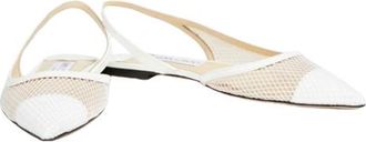 Jimmy Choo London White Patent Mesh Flat Sandals Size 38.5