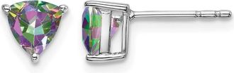 Diamond2Deal 14k White Gold Trillion Mystic Fire Topaz Earrings
