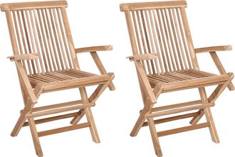 vidaXL Silla De Jard&iacute;n Plegable 2 Uds. Natural Madera De Teca Maciza Vidaxl
