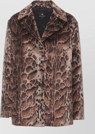 Etro animal-print single-breasted short coat
