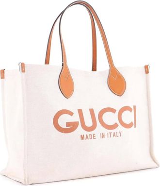 Gucci Logo Shopper Printed Canvas Medium tote bag - Beige