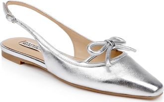 Badgley Mischka Genesis Slingback Flat in Silver Leather at Nordstrom, Size 6.5
