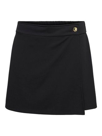 Only Hosenrock ONLY ONLSANIA LIFE BUTTON SKORT CS JRS, Damen, Gr. XL, schwarz detail:gold button, Jersey, Obermaterial: 95% Polyester, 5% Elasthan, unifarb