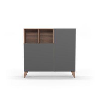 HERDASA Zapatero melamina nogal puertas grafito 87x90x27 cm