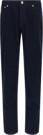 Brunello Cucinelli Corduroy Broeken - Heren - Straight fit broeken - Blauw - 2XL - Katoen - Broeken