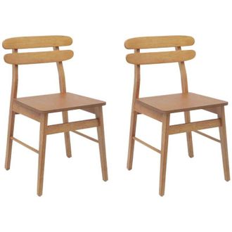 vidaXL Dining Chair 2 pcs Natural Solid Rubber Wood vidaXL