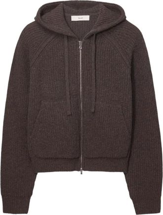 Dunst Hooded Knit Cardigan - Heren - Hoodies - Bruin - L - Wol - Hoodies & sweatvesten
