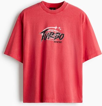 H&M Ausgewaschenes T-Shirt in Loose Fit - Red