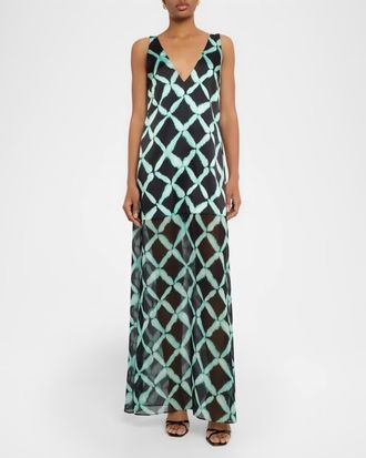 Misa Nina Maxi Dress In Lattice Mix