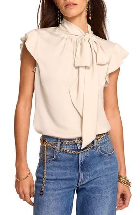 Ramy Brook Balinda Satin Tie Neck Top in Bone at Nordstrom, Size Xx-Large