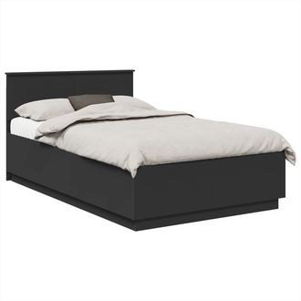 vidaXL Estructura De Cama Negro 135 X 190 Cm Madera De Ingenier&iacute;a Vidaxl