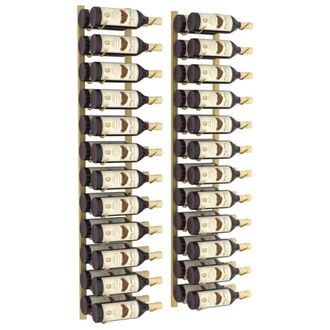 Berkfield Home Wall Mounted Wine Rack for 24 Bottles 2 pcs Gold Iron