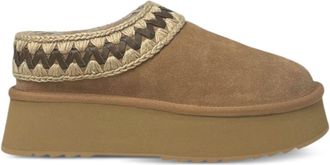Mou Womens Platform Clog Sabot Beige Sheepskin Shoe