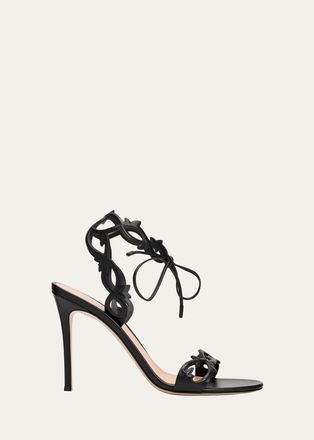 Gianvito Rossi 95mm Nappa Leather Vine Ankle-Tie Sandals