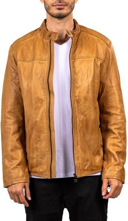 Maceoo Washed Brown Lambskin Leather Jacket at Nordstrom, Size 4