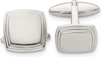Diamond2Deal Stainless Steel Polished Square Cufflinks