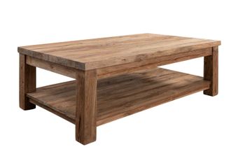 Massivmoebel24 Tavolino Da Salotto Teak Naturale Non Trattato 130x75x45 Cm (bxtxh) Montato Bassano 139