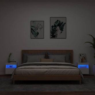 Berkfield Home TV Wall Cabinets with LED Lights 2 pcs White 40x30x40 cm | Size: 40 x 30 x 40 cm