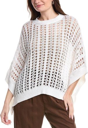 Brunello Cucinelli Open Knit Linen & Silk-Blend Poncho Sweater