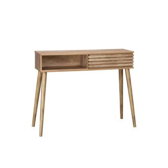Sweeek Consola escandinava efecto madera y puerta corredera, 100cm, natural