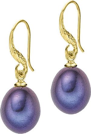 Dower & Hall 12mm Oval Peacock Freshwater Pearl Drop Earrings
