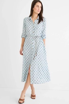 Nic+Zoe Clipped Dot Liana Shirt Dress In Blue Multi