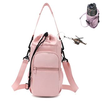 Generic Water Bottle Shoulder Bag,Portable Water Bottle Holder with Strap,Hands-Free Crossbody Carrier Outdoor Walking Hiking (Pink)