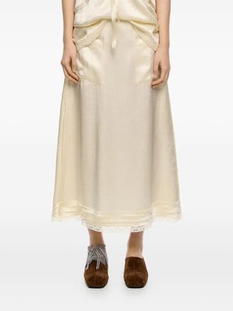 Bimba & Lola pocket lace-trimmed skirt - women - Acetate - L - Neutrals