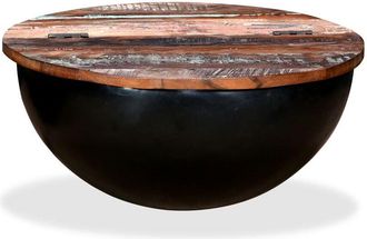 vidaXL Mesa de centro de madera maciza reciclada negra en forma de bol Vidaxl