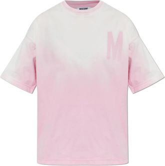 Moschino Logo T-Shirt - Dames - T-shirts - Roze - M - Katoen - Tops