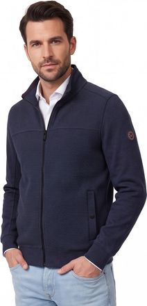 Casamoda Casa Moda Vest donkerblauw effen wijde fit katoen