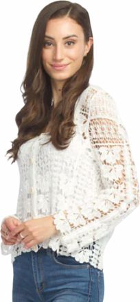 Papillon Crochet Floral Cardigan In White